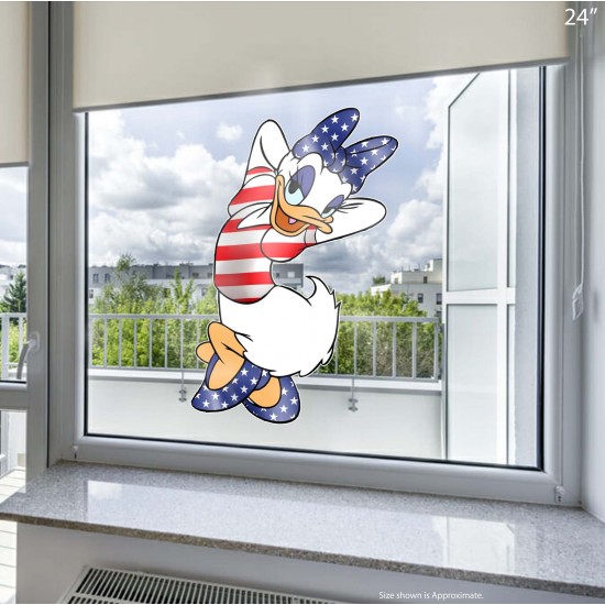 Daisy Duck Patriotic Static Cling Decal