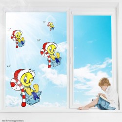 Tweety Candy Cane Christmas Static Cling Decal