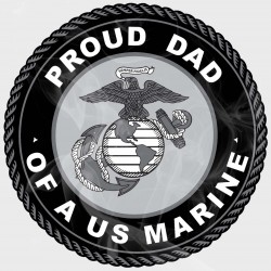 USMC Proud Marine Dad Vinyl Iron-On Decal (Multiple Colors Available) 