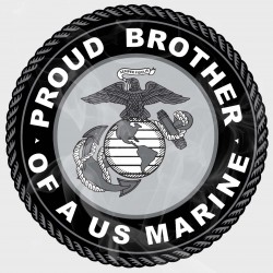 USMC Proud Marine Brother Vinyl Iron-On Decal (Multiple Colors Available)