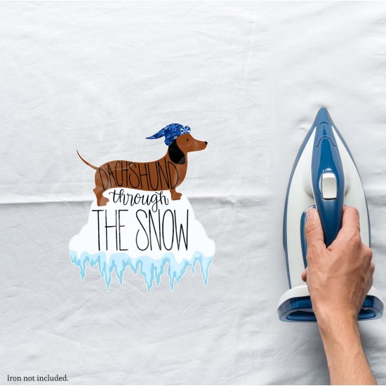 Dachshund through the Snow Vinyl Iron-On Decal