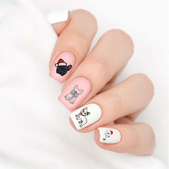 French Bulldog Christmas Nail Decals