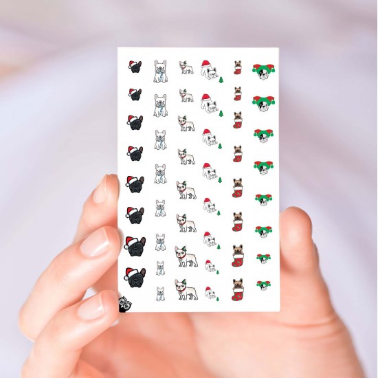 French Bulldog Christmas Nail Decals