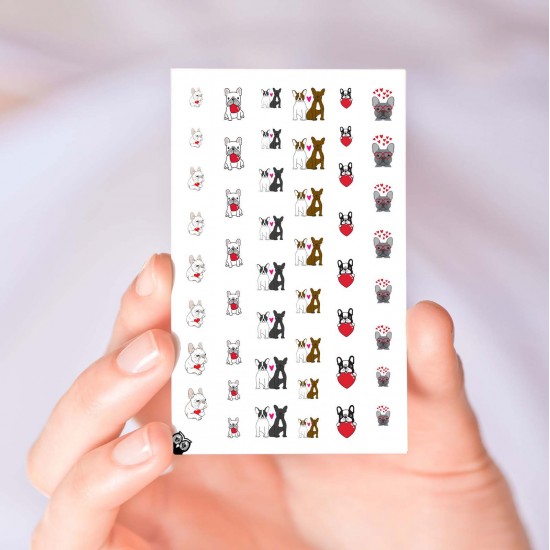 French Bulldog Love Nail Decals