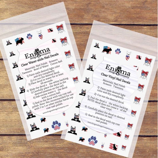 French Bulldog Patriotic Nail Decals